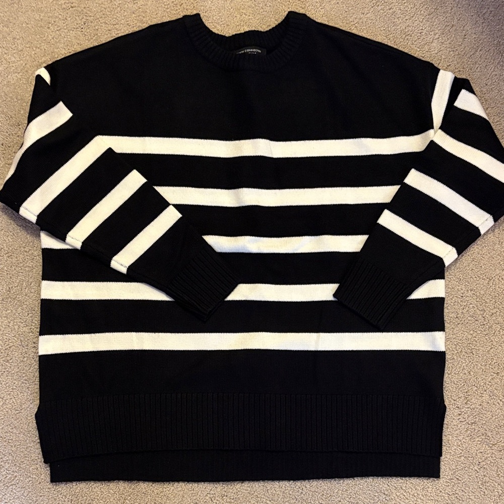 French Connection Black and White Crewneck Sweater